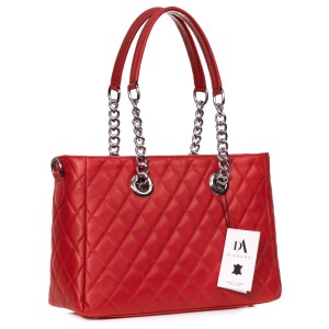 Geanta dama din piele naturala DiAmanti Lucia Rosso